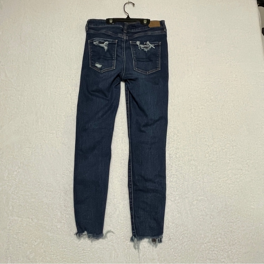 American Eagle Next Level Stretch Hi-Rise Jeggings Distressed Blue 4S - Picture 4 of 15